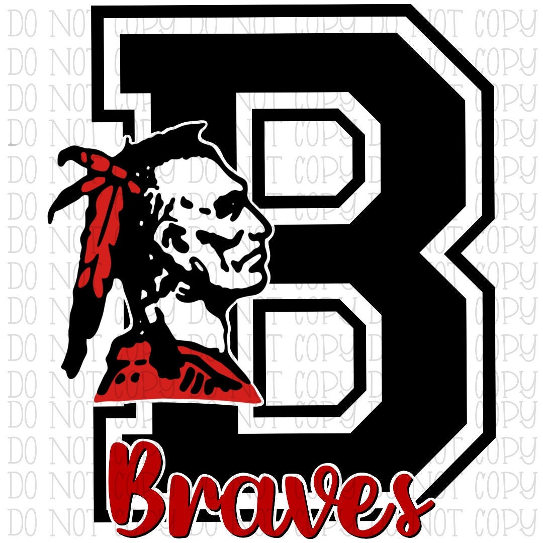 Logan Elm Braves Red Black Letter B Ohio School Sports Team Digital