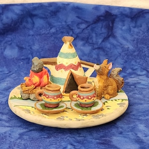 Miniature Southwest Tea Set with Cactus Plates and Teepee Tent Tea Pot