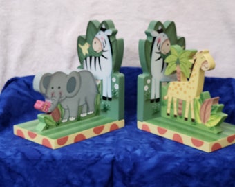 Vintage Animal Fantasy Fields A World of their Own Bookends Children Room Decor