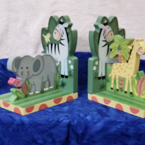 Vintage Animal Fantasy Fields A World of their Own Bookends Children Room Decor