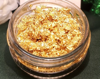 Pure 24k Gold Flakes PETITE cut 5g - Hand-cut in glass jar: Element # Au 79 (99.999%)