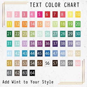 The image is a color chart that provides a visual representation of various text color options. It displays a grid of squares, each representing a different color, and includes a legend at the bottom that explains the color-coding system. The chart is designed to help users easily identify and choose the appropriate color for their text or design needs.