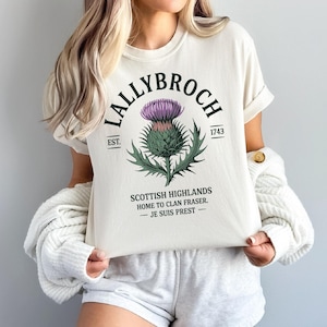 Lallybroch T-Shirt, Scottish Highlands Thistle Shirt, Clan Fraser Outlander Shirt, Vintage Botanical Tee, Je Suis Prest Shirt