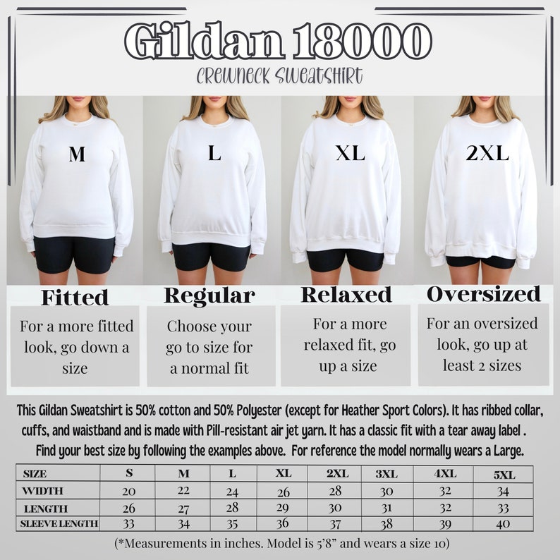 a woman's size guide for a sweatshirt