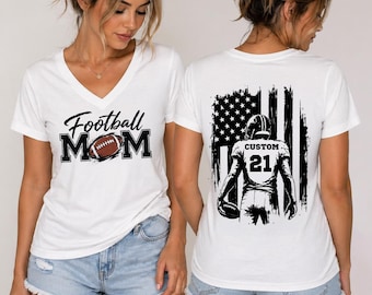 Personalized Football Vneck Shirt, Custom Football Mom Team Names Racerback Tank Top, Fottball Fan Gift, rur580