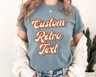 Custom Retro Text Shirt: Personalized Family Matching Tee