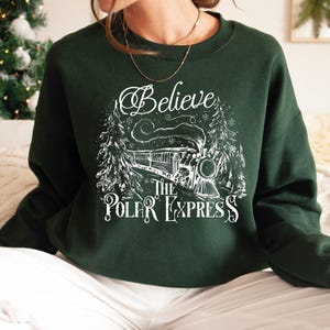 Believe Polar Express Unisex Adult Sweatshirt, Family Vacation, Holiday Hoodie Gift for Family, Christmas Gift For Family, Xmas Pole Sweater