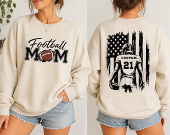 Football Mom Sweatshirt,Personalized Football Mom Hoodie, Football Mom Hoodie, Cute Football Mom Sweater, rur580