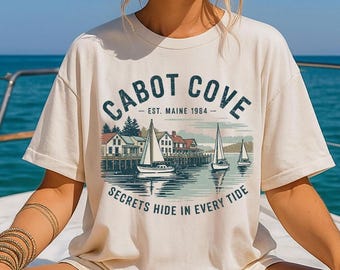 Cabot Cove Maine Shirt, Vintage Coastal Sailing Tee, Retro Harbor Graphic