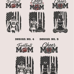 Football Mom Shirt, Cheer Football Mom Tee, Personalized Football Family Shirt, Game Day Shirt, Sports Mom Gift, Custom Football, rur580 image 3