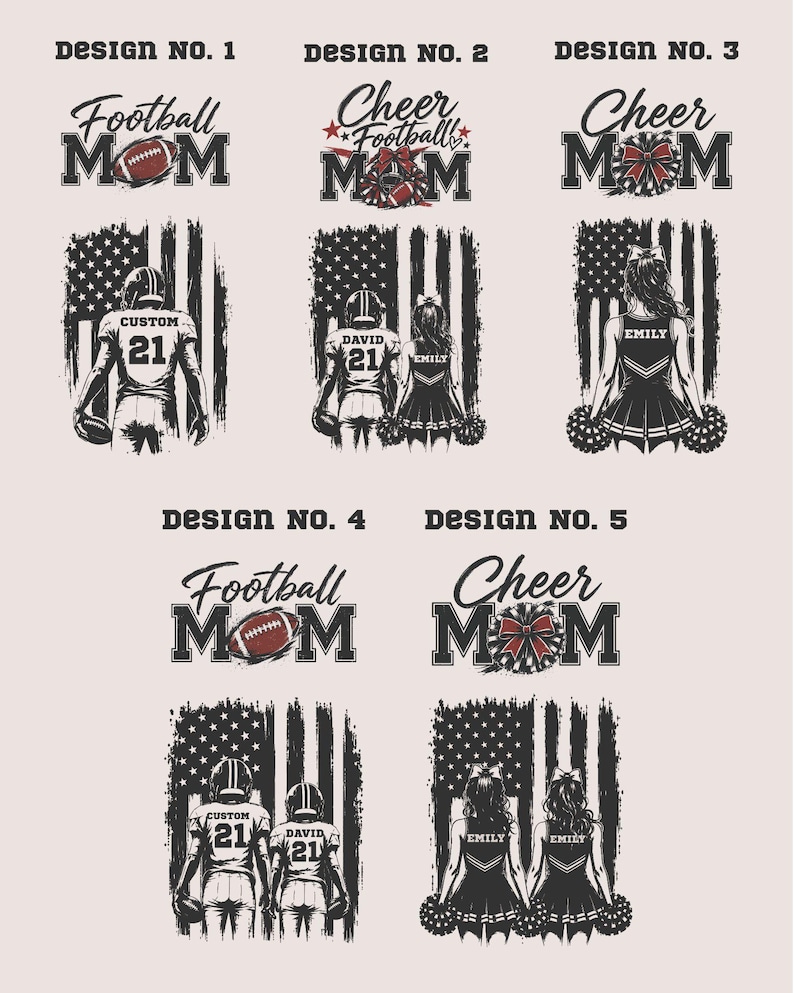 Football Mom Shirt, Cheer Football Mom Tee, Personalized Football Family Shirt, Game Day Shirt, Sports Mom Gift, Custom Football, rur580 image 3