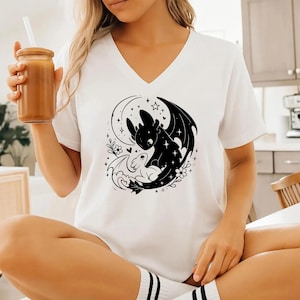 Toothless Dragon Racerback, Your Dragon Vneck, Cute Dark Dragon Tee, rur452