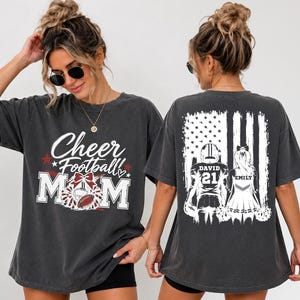 Football Mom Shirt, Cheer Football Mom Tee, Personalized Football Family Shirt, Game Day Shirt, Sports Mom Gift, Custom Football, rur580 image 1