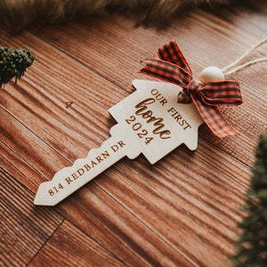 Our First Home Christmas Wooden Engraved Ornament 2024 | My First Home Key Ornament | Our First Apartment | Realtor Gift | House Warming