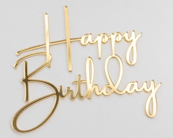 Happy Birthday Cake Charm / Topper | Happy Birthday Cake Décor | Cupcake Charm | Birthday Cupcake Topper | Gold Birthday Cake Charm | Silver