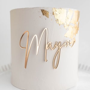 Script Name Acrylic Cake Charm | Custom Cake Charm | Birthday Cake Charm | Name Cake Plaque | Personalized Charm | Gold Cake Charm