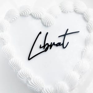 Mini Words Custom Acrylic Cake Topper | Vintage Heart Cake Topper | Mini Cake Toppers | Flat Lay Words | Zodiac Cake Topper | Librat Topper