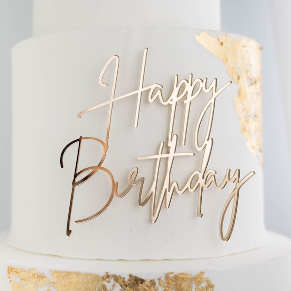 Happy Birthday Cake Charm / Topper | Happy Birthday Cake Décor | Cupcake Charm | Birthday Cupcake Topper | Gold Birthday Cake Charm | Silver