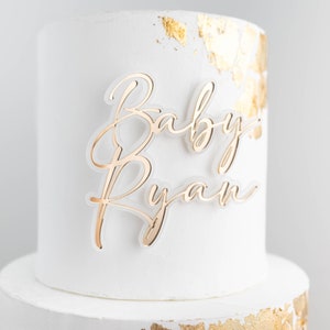 Double Layer Custom Acrylic Cake Charm | Name Custom Cake Plaque | Birthday Charm | Cake Décor | Baby Shower Cake Charm | Baptism Cake Charm