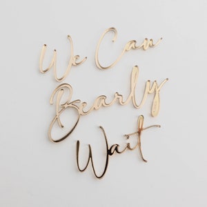 We Can Bearly Wait Acrylic Cake Charm Set | Bearly Cake Charm | Baby Shower Cake Charm | Cake Plaque | Boy Baby Shower