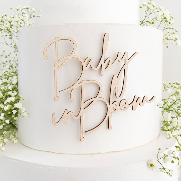 Baby in Bloom Cake Charm Plaque | Baby Shower Cake Charm | Wooden Cake Charm | Gender Reveal Cake Décor | Baby in Bloom Cake Topper