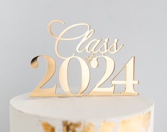 Class of 2024 Cake Topper Charm | Graduation Cake Charm | Grade Cake Décor | College Graduation Cake | Gold Cake Charm | 2024 Cake Topper