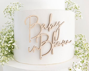 Baby in Bloom Cake Charm Plaque | Baby Shower Cake Charm | Wooden Cake Charm | Gender Reveal Cake Décor | Baby in Bloom Cake Topper