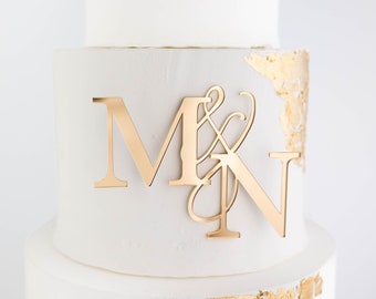 Wedding Initials Cake Charm | Bold Letter Cake Charms | Wedding Monogram Letters Cake Topper | Gold Wedding Cake | Letter Cake Charm Wedding