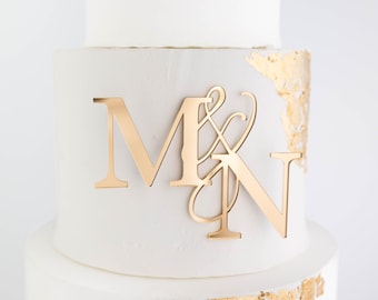 Wedding Initials Cake Charm | Bold Letter Cake Charms | Wedding Monogram Letters Cake Topper | Gold Wedding Cake | Letter Cake Charm Wedding