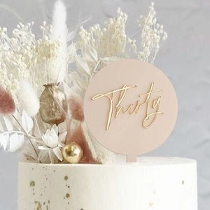 Mini Double Layer Custom Acrylic Cake Topper | 4&quot; Matte Circle Elegant Cake Topper | Baby Shower Cake Topper | Happy Birthday Cake Topper |