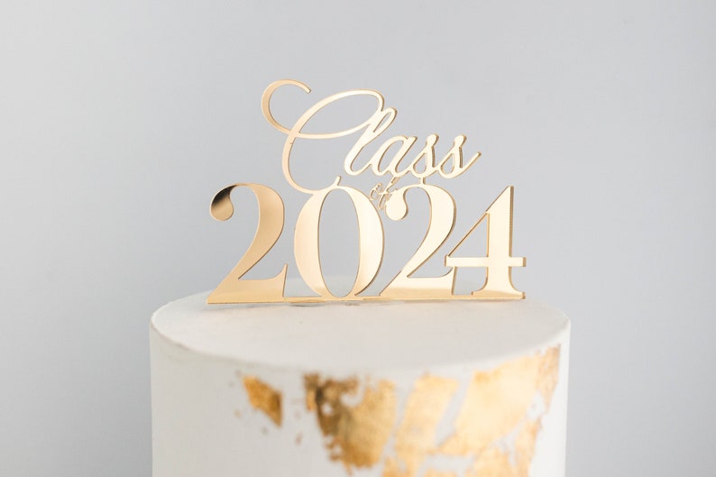 Class of 2024 Cake Topper Charm Graduation Cake Charm Grade Cake Décor College Graduation Cake Gold Cake Charm 2024 Cake Topper image 1