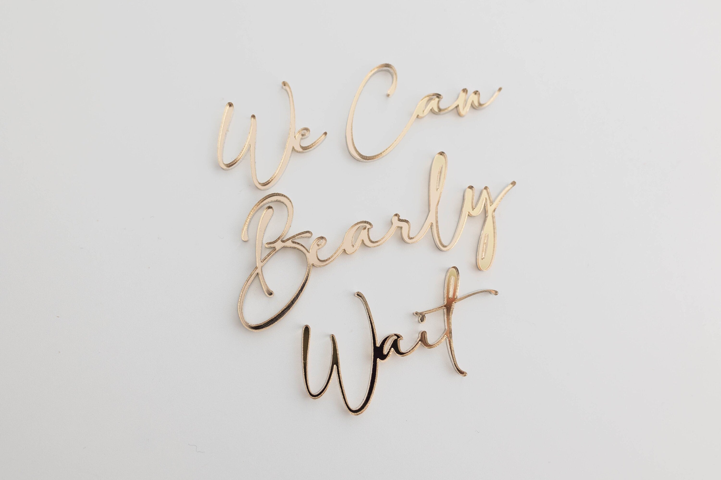 We Can Bearly Wait Acrylic Cake Charm Set | Bearly Cake Charm | Baby Shower Cake Charm | Cake Plaque | Boy Baby Shower