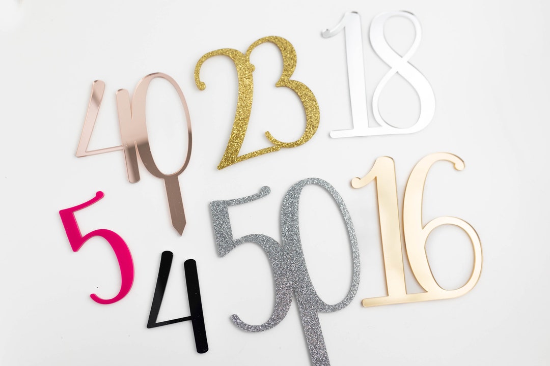 Acrylic Number Cake Topper | Birthday Age Cake Topper Charm ...