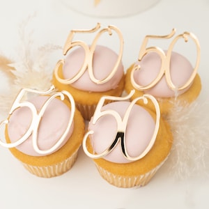 Acrylic Number Cupcake Topper | 2" Age Cupcake Birthday Charm | Cupcake Topper | Gold Anniversary Cupcake Topper | Rose Gold Cupcake Charm