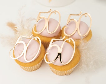 Acrylic Number Cupcake Topper | 2" Age Cupcake Birthday Charm | Cupcake Topper | Gold Anniversary Cupcake Topper | Rose Gold Cupcake Charm