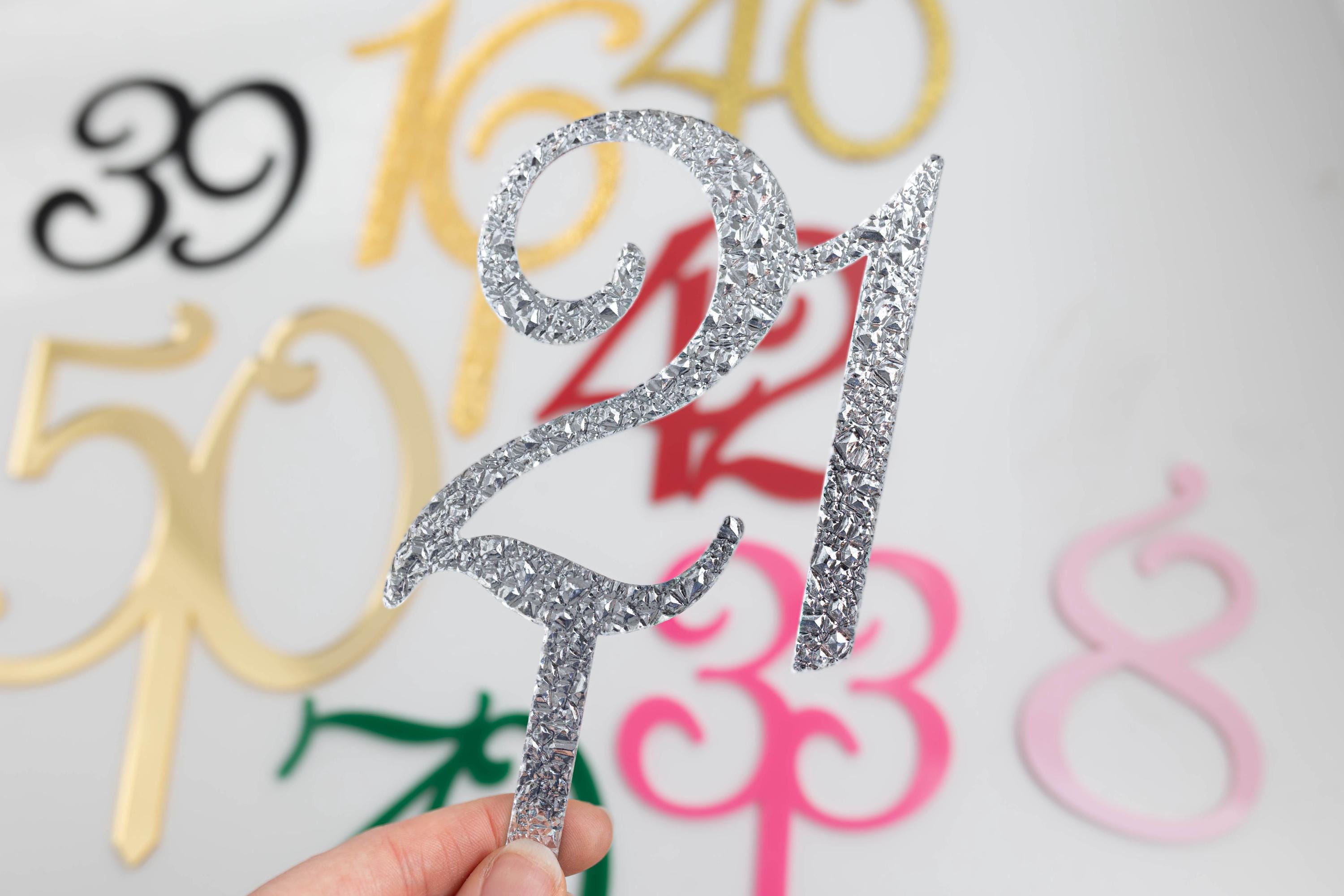 Acrylic Script Number Cake Topper Any Age | Birthday Age Cake Topper ...