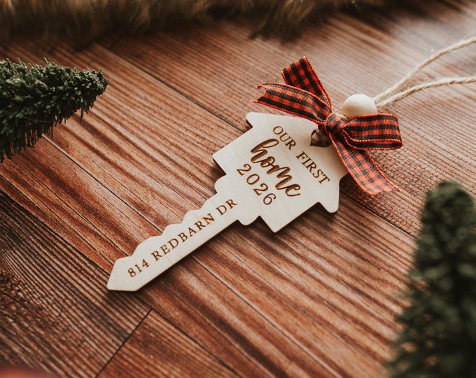Our First Home Christmas Wooden Engraved Ornament 2026 | My First Home Key Ornament | Our First Apartment | Realtor Gift | House Warming