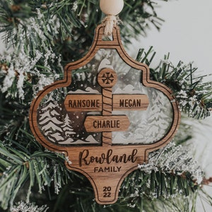 Family Names Wooden Christmas Ornament Custom Engraved Family Ornament 2024 Ornament Grandma Christmas Gift Mom Christmas Gift image 1