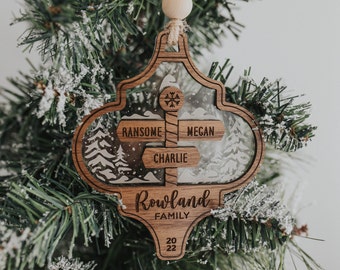 Family Names Wooden Christmas Ornament | Custom Engraved Family Ornament | 2023 Ornament | Grandma Christmas Gift | Mom Christmas Gift