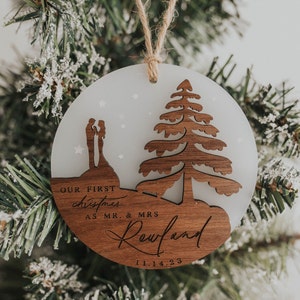 Our First Christmas as Mr Mrs Christmas Ornament | Wooden Custom Ornament | Wedding Gift | Couples First Christmas | Same Sex Ornament |