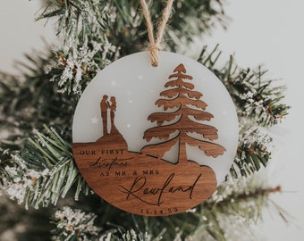 Our First Christmas as Mr Mrs Christmas Ornament | Wooden Custom Ornament | Wedding Gift | Couples First Christmas | Same Sex Ornament |