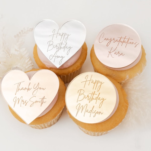 Acrylic Cupcake Toppers 2 Cupcake Charms Baby Shower Etsy