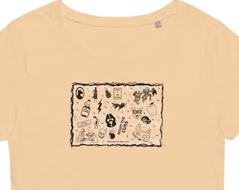 Women’s organic t-shirt: Fantastic Mr Fox - Distressed Carvings Lino Stamp - ‘What the cuss’ - Wes Anderson