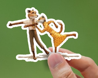 Calcomanía: Vinilo de Mr. Fox bailando inspirado en la película de Wes Anderson