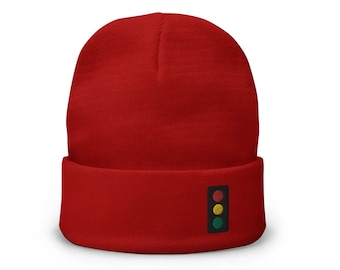 HAT: Team Zissou Beanie Stop Light Knit Cap Cuffed Traffic Stoplight - The Life Aquatic