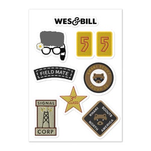 DECAL SHEET: Moonrise Kingdome - Khaki Scout Embroidered Patches - Wes Anderson Movie