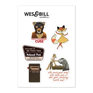 Sticker sheet: Mr Fox Collection No. 2 - Wes Anderson Film