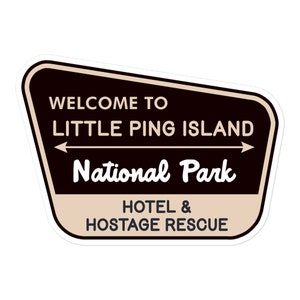 Decal Little Ping Island National Park, Wes Anderson Inspired, Life Aquatic Fictional Park Water Bottle and laptop