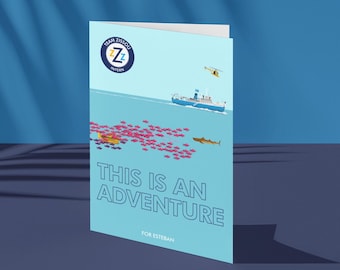 Greeting Card: Life Aquatic - This is an adventure - Zissou Interns - Wes Anderson Inspired