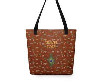 Tote bag: New Design - Personalize Initials - Darjeeling Limited Inspired pattern - Wes Anderson